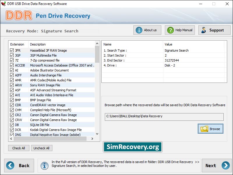 Screenshot of SanDisk Memory Card Files Recovery