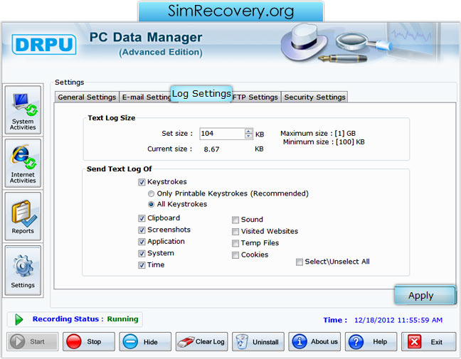 Keystroke recorder program