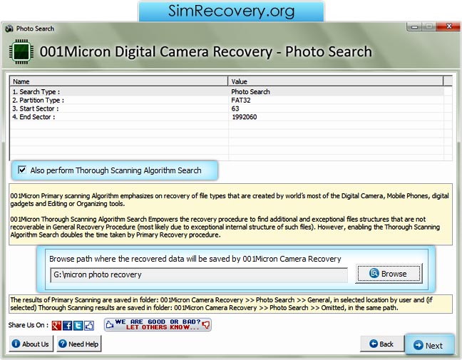 Screenshots of digital camera recovery software to learn how to recover