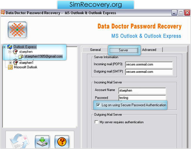 Outlook Express Password Recovery Software